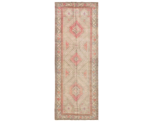 10 Ft Vintage Brown Persian Style Hand Knotted Low Pile Wool Runner Rug